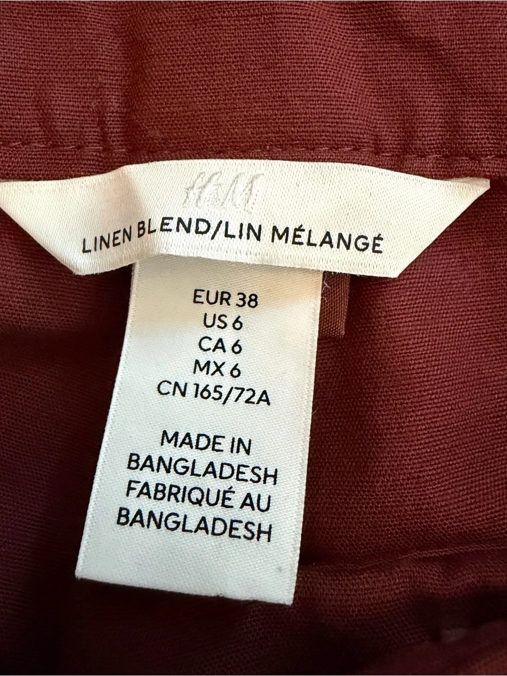 H&M Linen-Blend Wide Leg Pants in Rust Brown